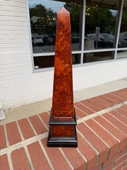 Red Marble Stone Obelisk 22”h Regency Neoclassical MCM Maximalist