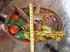 Vintage BURWOOD PRODUCTS WALL ART, PHEASENT, BARN, CORN, TOMATOES , 3 D, MCM