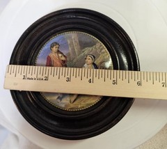 Antique vtg Victorian Framed Wall Hanging English Prattware Pot Lids Couple-READ