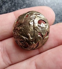 Post Medieval Button Decorated Metal Detecting Find Antique 22mm