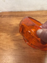 Viking Paneled Covered Candy Dish Persimmon Orange Glass Lidded Bowl