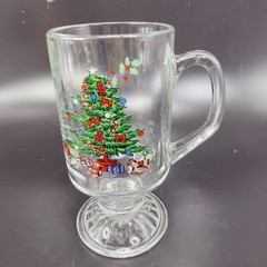Luminarc Noel 10oz Pedestal Footed Glasses Cups Set 4 New In Box Vintage Decor