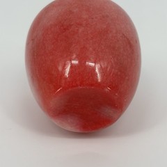 Vintage Alabaster Marble Fruit Red Apple with Brass Stem & Leaf