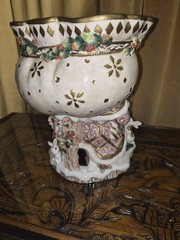 Rare Fitz And Floyd “Snowy Woods Footed Compote” Santa & Animals Centerpiece