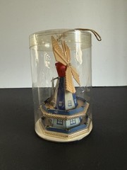 VINTAGE WOOD & HARD PLASTIC BLUE HAND-CRAFTED WINDMILL – MADE IN HOLLAND