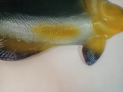 Vtg Largemouth Bass Large Art Glass Plate 24″ Serving Dish Platter Fish Decor