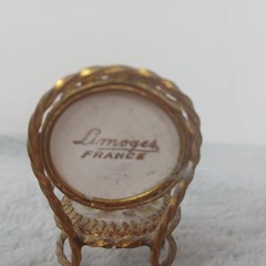Vintage Limoges France Miniature Bistro Table And Chairs Set of 3 Dolls House