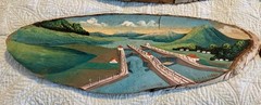 Panama Canal Wall Wood Slice Lot of 5 Decor 3D Relief Carved Painted Scenes