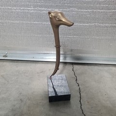 Vintage Dolbi Cashier Brass Marble Sculpture Modernist Hollywood Regency