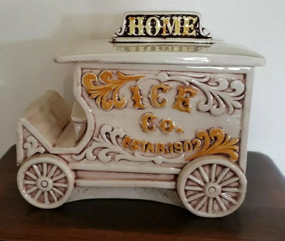 Vintage ~ Treasure Craft ~ Home Ice Co. Truck ~ Ceramic Cookie Jar ~ Made in USA