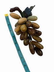 Green Brown Jade Grape Cluster Jade Stone Leaves MCM Decor Mid Century Art Deco