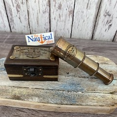 Victorian Brass Telescope w/ Box, Antique Finish, Handheld Monocular Spyglass
