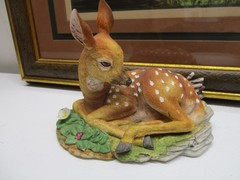 3pc Home Interiors Doe~Fawn~Deer~Picture~(1) Homco (1) Andrea Figurine 23″ X 27″