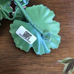 Italian Toleware Metal Wall Hook Pink Floral Lily Pads ￼Gumps San Francisco ￼7”