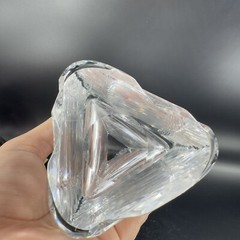 Rogaska Clear Crystal Glass Triangle Ribbed Shaped Vase Large Heavy Glass Optic