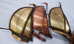 Vintage MCM DEMOTT Brass Sailboat Metal Wall Hanging Sculpture – Signed