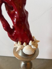 Baroque Style Curiosity Cabinet Custom Faux Red Coral Specimen on the Metal Base