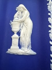 Wedgwood Pre 1891 Antique Blue Jasperware Trinket Pin Oblong Dish 8.5”