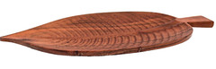 Carved Wood Leaf Tray Stem Handle Nice Grain