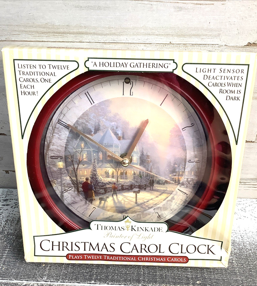 Thomas Kinkade Christmas Carol Clock Plays 12 Traditional Christmas Carols