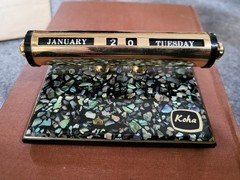 Vintage Rolling Desktop Calendar With Paua Shell