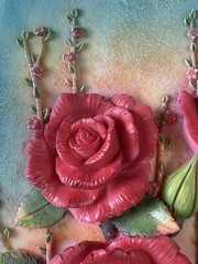 3D Rose Art Handmade Italy Matthias Huber In Original Box 16 Inch x 12 Inch