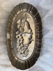 Vintage Copper Mold with Hanger 12 x 6 in Fruit Pattern