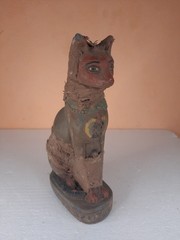 RARE ANCIENT EGYPTIAN ANTIQUITIES Egyptian Mummy Bastet Statue Cat Figure