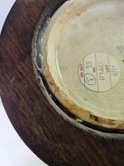 Antique vtg Victorian Framed Wall Hanging English Prattware Pot Lids Couple-READ