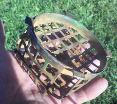 Vintage Metal Wire Flower Frog Dome Cage Floral Arranger Rustic Patina