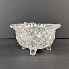 Vintage Fenton Ashtray Clear Pressed Glass Button and Daisy Pattern Made in USA