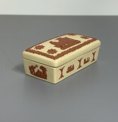 Vtg Wedgwood Collector Society Jasperware Yellow Primrose Trinket Box Terracotta