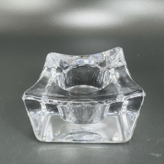 Orrefors Asymetrical Heavy Ice Cube Crystal Votive Candle Holder Sweden Set 2