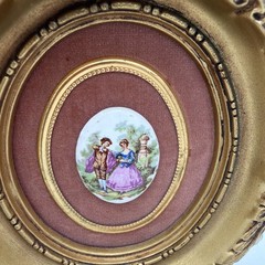 Set of 3 B&S Creations New York Porcelain Cameo Courting Couples In Gold Frames