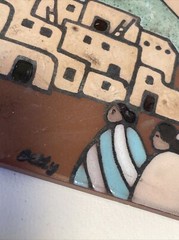 Lot 3 Art Pottery 6″ Tiles Hand Painted Signed Southwestern Design Trivets