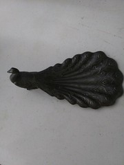 RARE Vintage Metal Table Top Peacock Decor Key Holder shelf #17