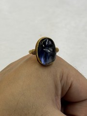 Stunning Ancient Roman Solid High Karat Gold Ring With Unique Blue Stone