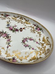 Antique 19th Century French Hand Painted Dresser Tray Gold Trim