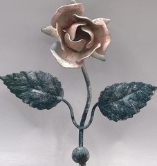 VTG 1980s Italian Tole Rose Wall Hook Made in Italy Painted Metal Floral Hook