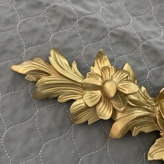 Vintage Pair Gilded Gold Carved Molded Wall Pediments Swags Heavy Floral Flowers