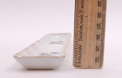 Limoges France Floral Olive Mints Tray Pencil Jewelry Trinket Forget-Me-Not Gold