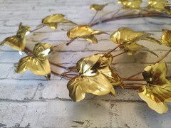 Home Interiors Ivy Leaf Branch Brass Gold Toned Metal Wall Decor 2 Piece 1106DH