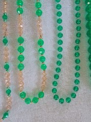 Lot Of 6 Vintage Green Beaded Necklace