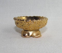 Vintage Gold Plated Egg Holder Display Stand – Heavy Ornate Footed .75″ x 1.25″