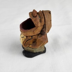 VTG ANRI Hand Carved Wooden Big Mouth Toothpick Match Holder Man Figure Folk Art