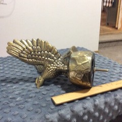 Large 7″ Bronze (?) Eagle Trophy Figure Statue Sculpture Cast Metal Display