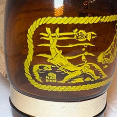 Vintage 1975 Sea World Souvenir Brown Glass Barrel Mug Wood Handle
