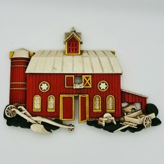 HOMCO Wall Art Farm House Barn 1975 #7369 Chickens Horse VTG
