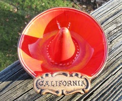 TREASURE CRAFT Orange Lava Glaze Sombrero Hat California Made in USA