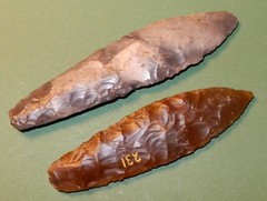 2 rare spear-points . WITH NICE FLAKING. DANISH STONE AGE NEOLITHIC. 1700 b.c.